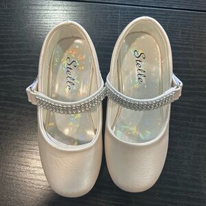 StElle Ivory Kids Dress Shoes with Sparkling Strap